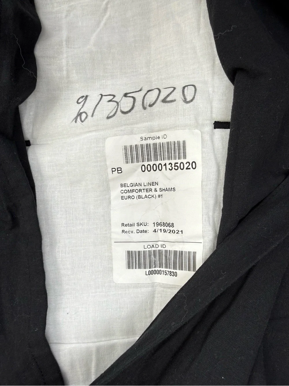 POTTERY BARN Belgian Linen Shams Black (3) Euro & King